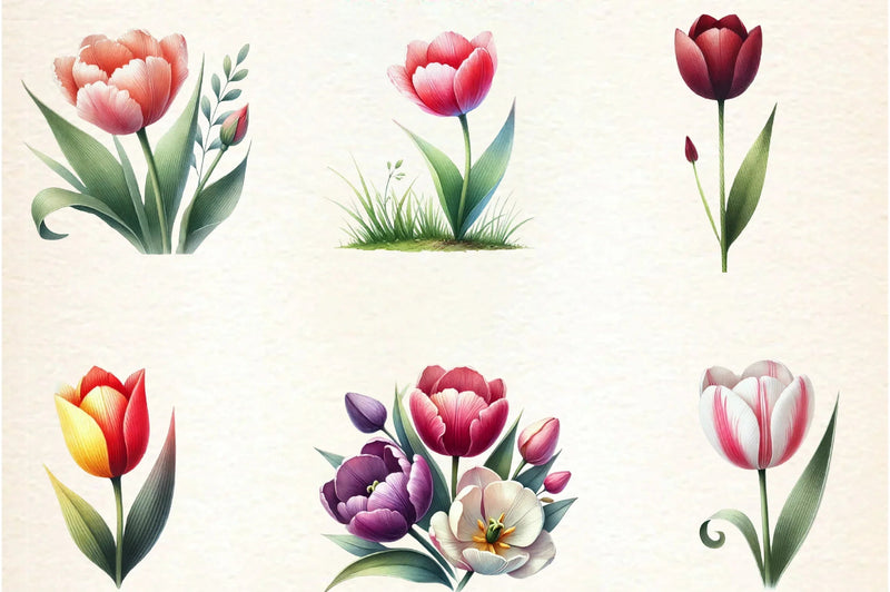 Spring Tulip Flower Clipart Bundle - CraftNest - Digital Crafting and Art