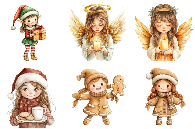 Christmas Girls Clipart Bundle - CraftNest - Digital Crafting and Art