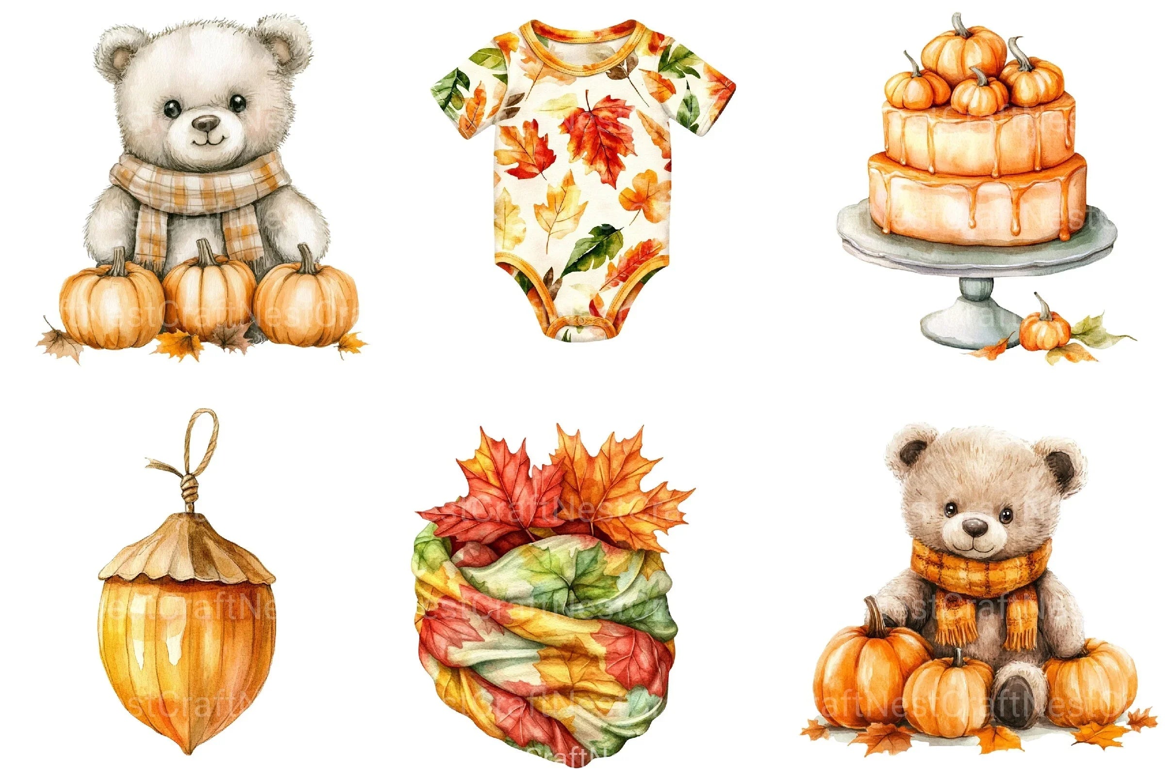 Autumn Baby Shower Clipart Bundle 90 - CraftNest - Digital Crafting and Art