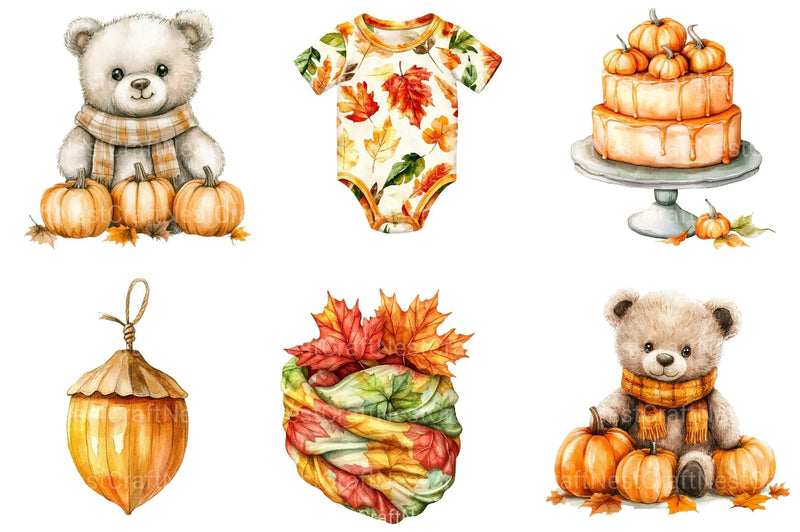 Autumn Baby Shower Clipart Bundle 90 - CraftNest - Digital Crafting and Art