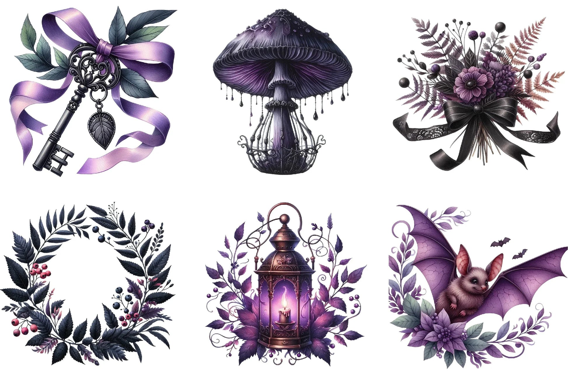 Black & Purple Autumn Clipart Bundle - CraftNest - Digital Crafting and Art