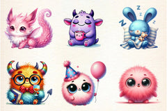 Cute Funny Monsters Clipart Bundle - CraftNest - Digital Crafting and Art