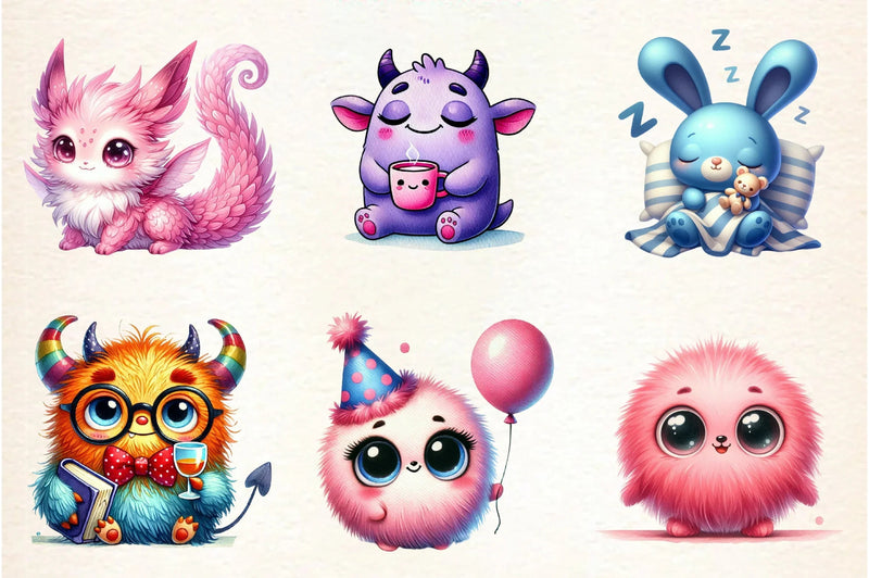 Cute Funny Monsters Clipart Bundle - CraftNest - Digital Crafting and Art