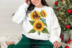 Sunflower and Butterfly Clipart Bundle 99 - CraftNest - Digital Crafting and Art