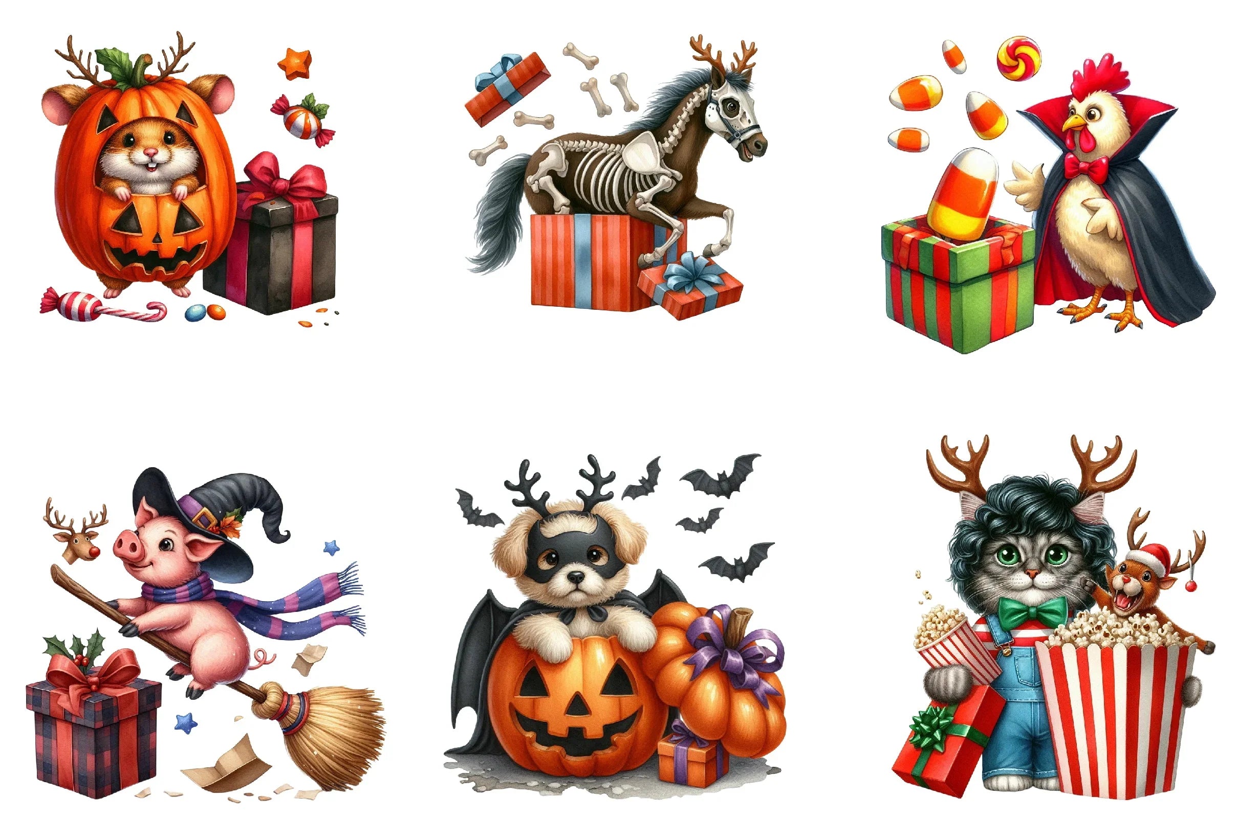Funny Halloween Animal Movie Clipart Bundle - CraftNest - Digital Crafting and Art