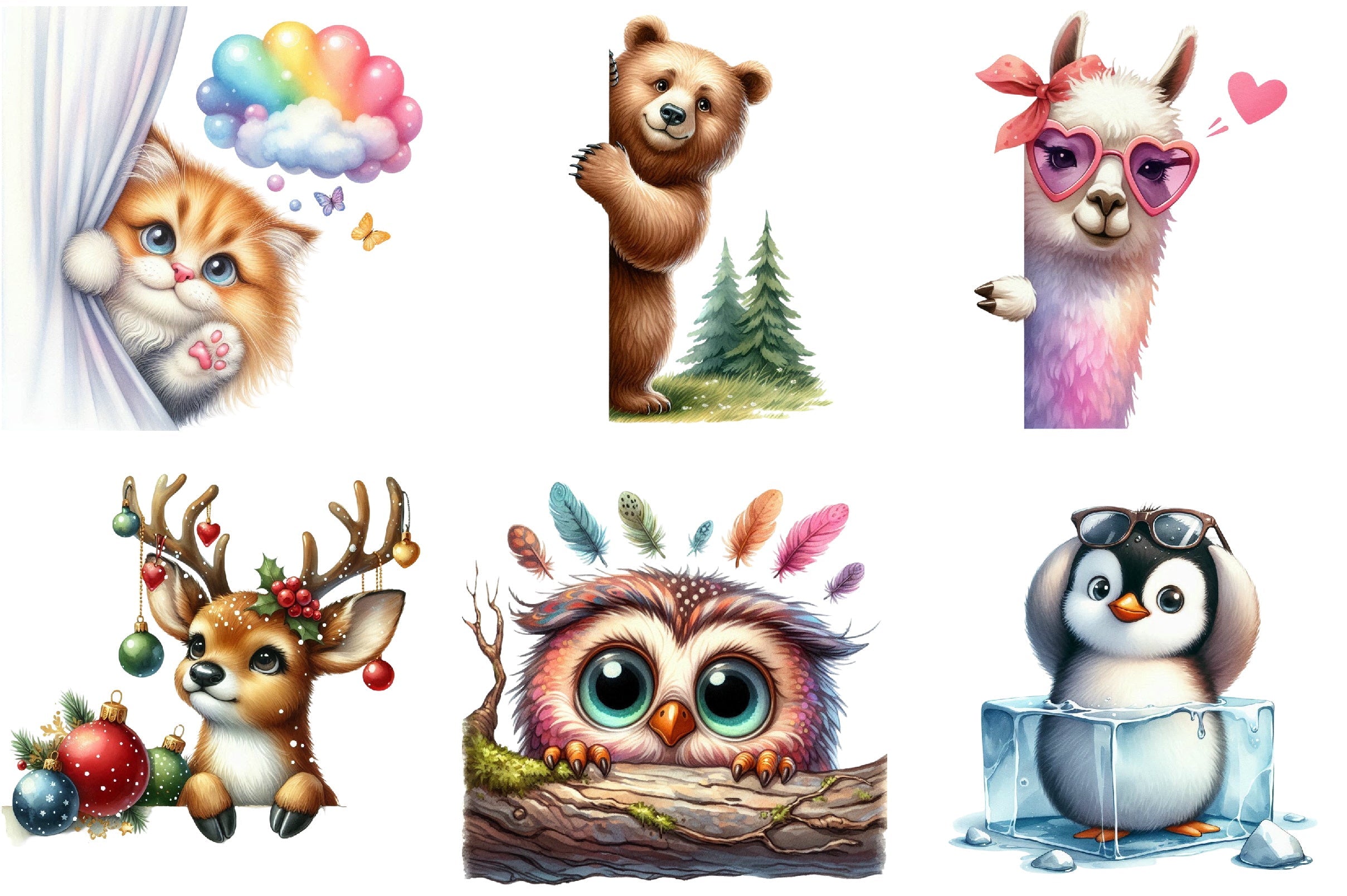 Quirky Animals Peeking Clipart Bundle - CraftNest - Digital Crafting and Art