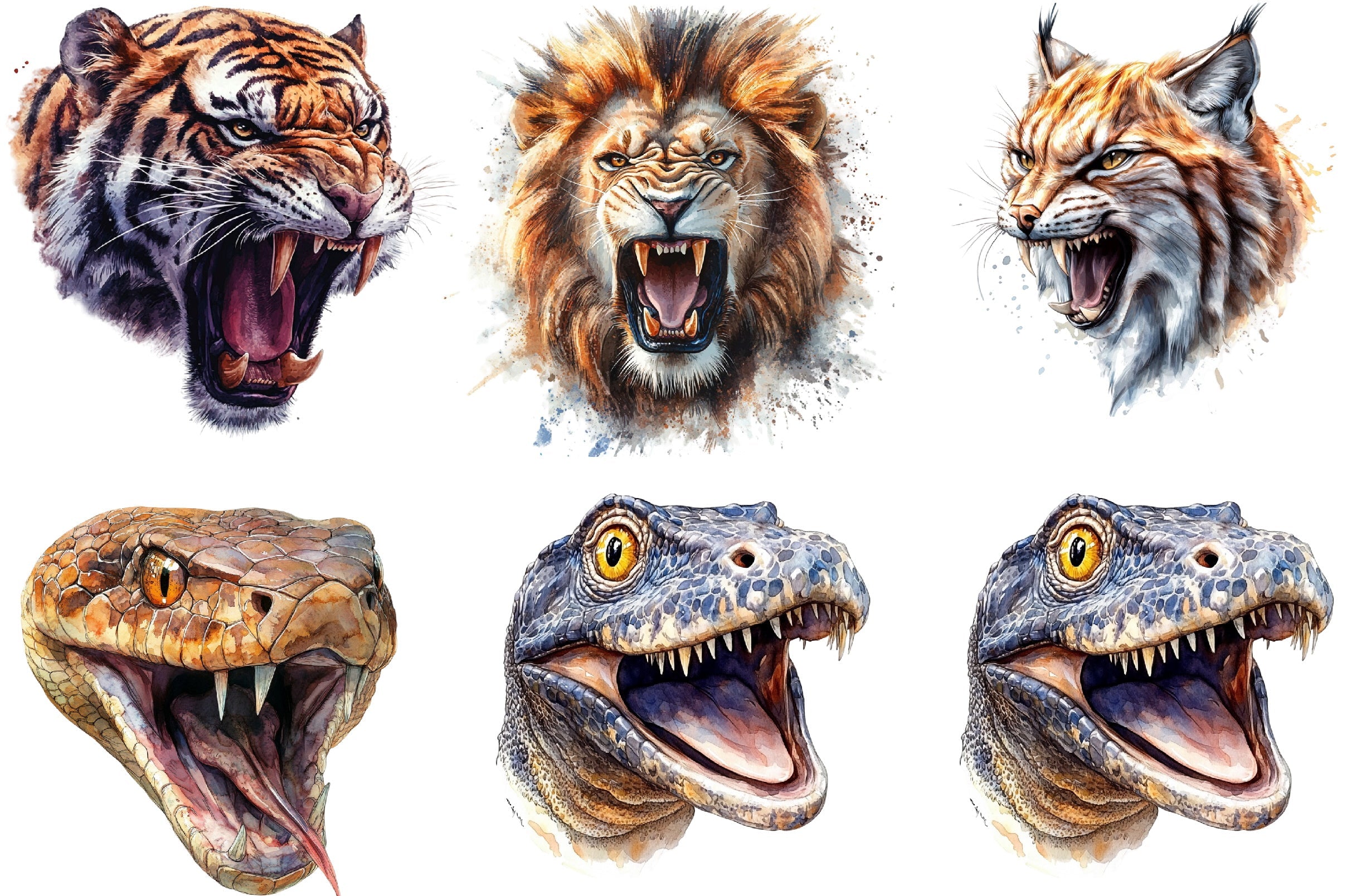 Aggressive Animal Head Clipart Bundle