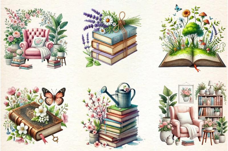Spring Book Lover Clipart Bundle - CraftNest - Digital Crafting and Art