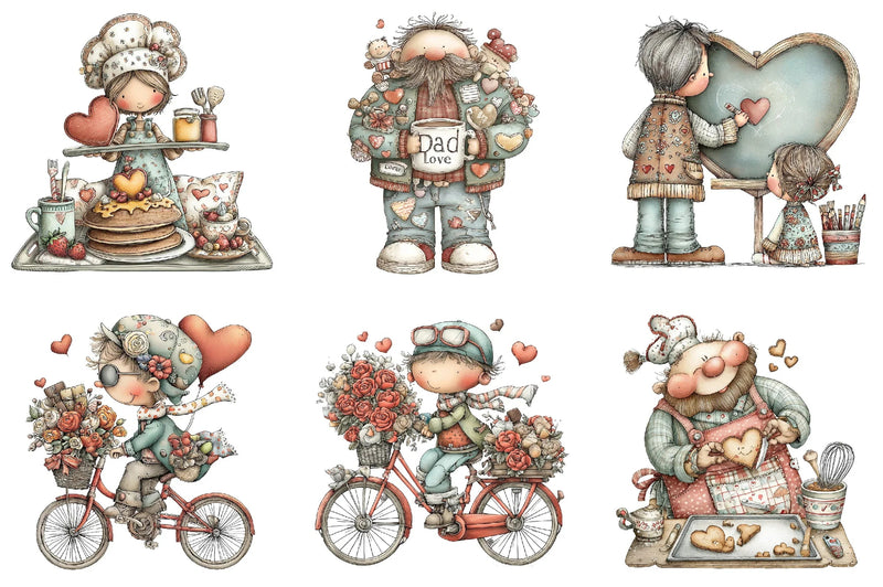 Whimsical Valentine Father Clipart Bundle - CraftNest - Digital Crafting and Art
