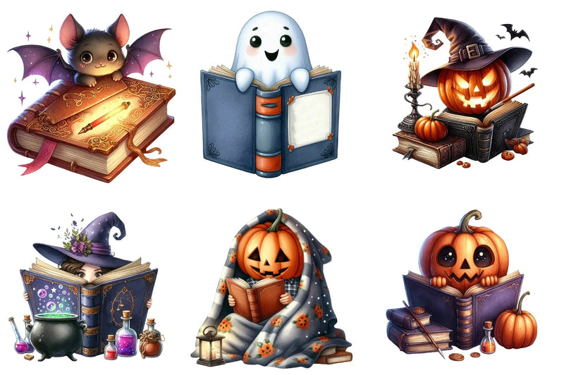 Halloween Peeking and Reading Clipart Bundle - CraftNest - Digital Crafting and Art
