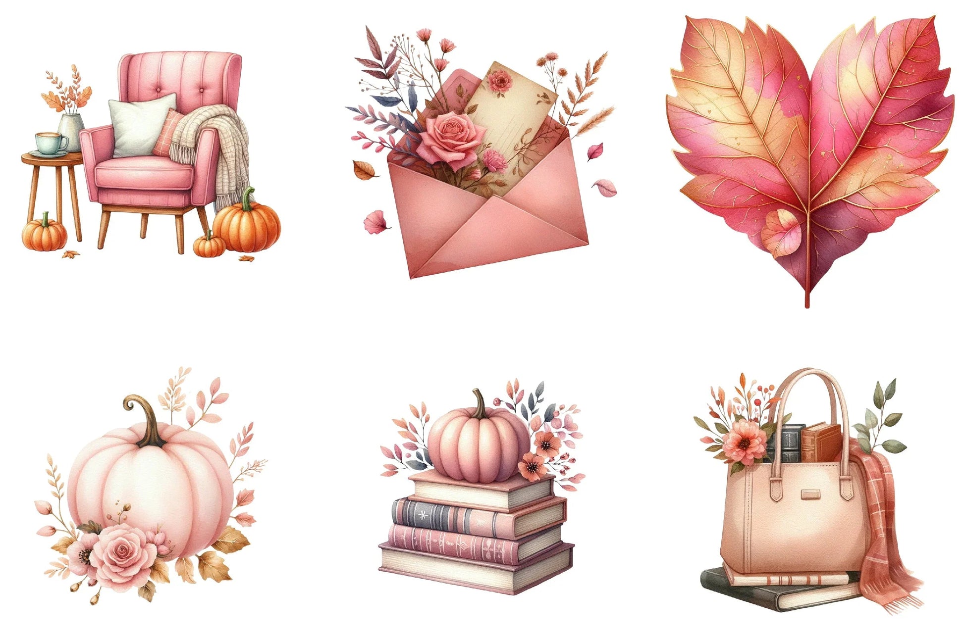 Pink Autumn Clipart Bundle - CraftNest - Digital Crafting and Art