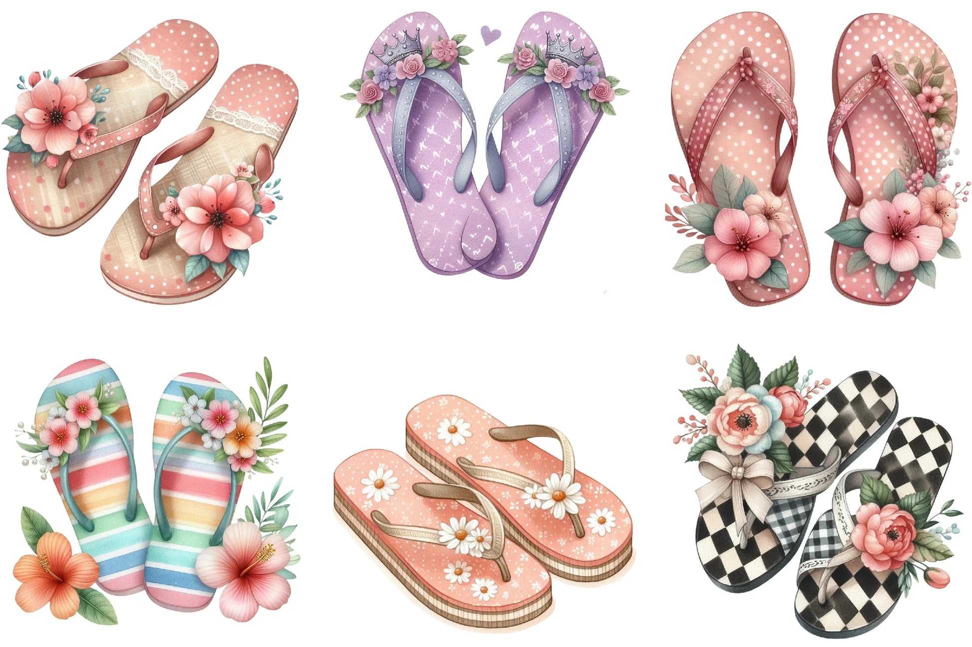Retro Summer Flip Flops Clipart Bundle - CraftNest - Digital Crafting and Art