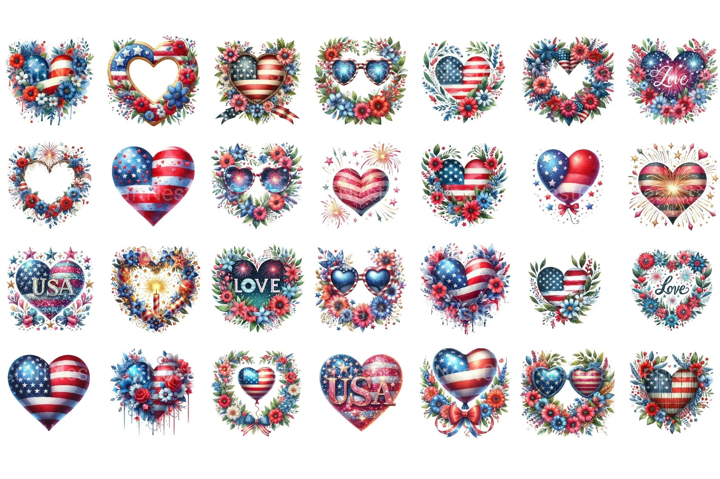 4th of July Love Clipart Bundle 2 - CraftNest - Digital Crafting and Art