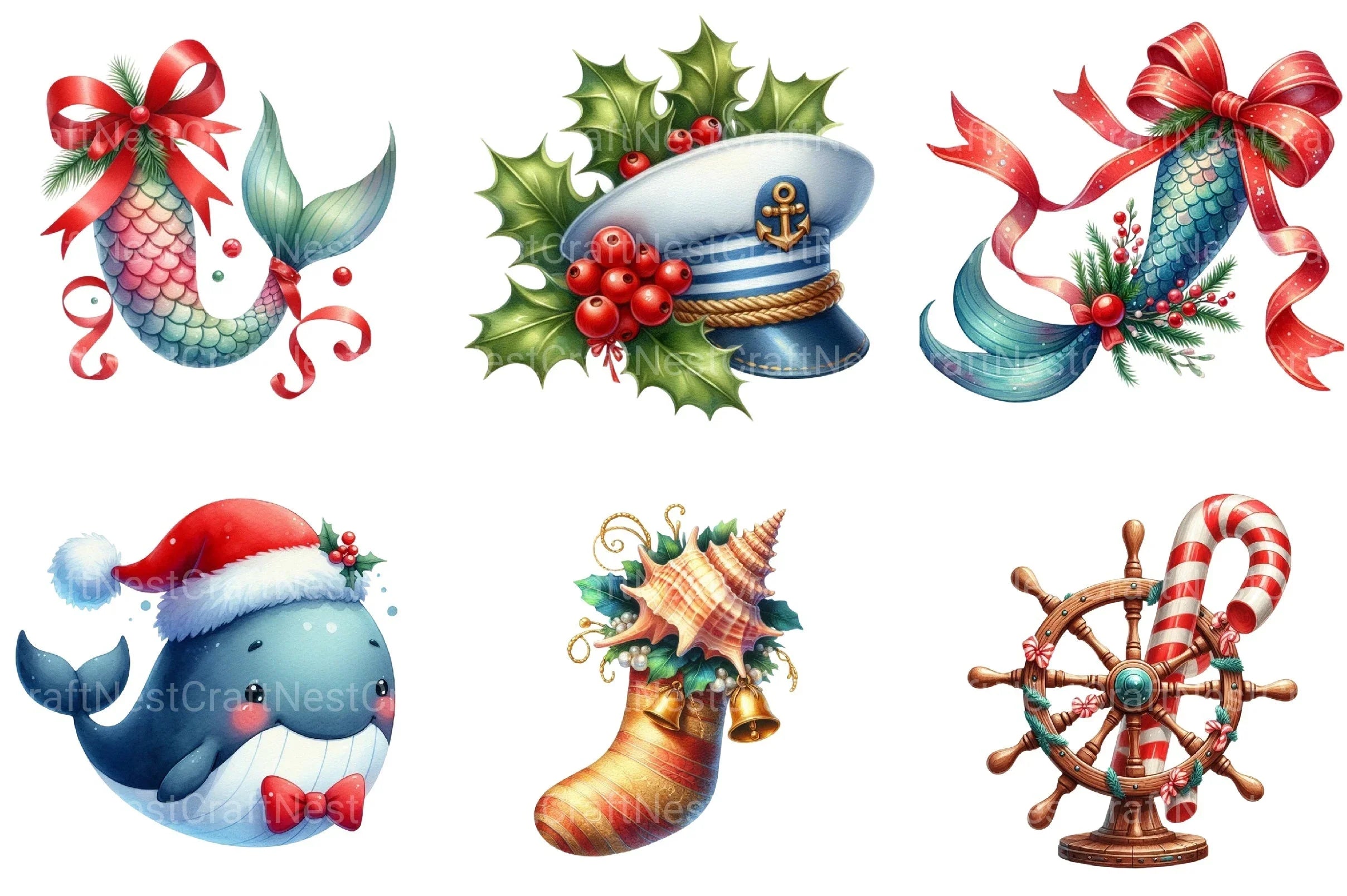 Merry Maritime Christmas Clipart Bundle 1 - CraftNest - Digital Crafting and Art