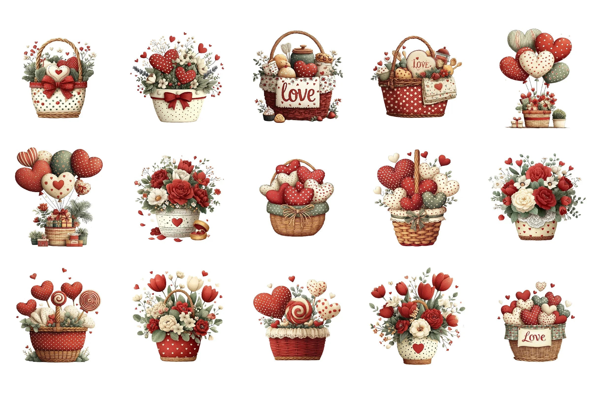 Valentine Heart Basket Clipart Bundle - CraftNest - Digital Crafting and Art