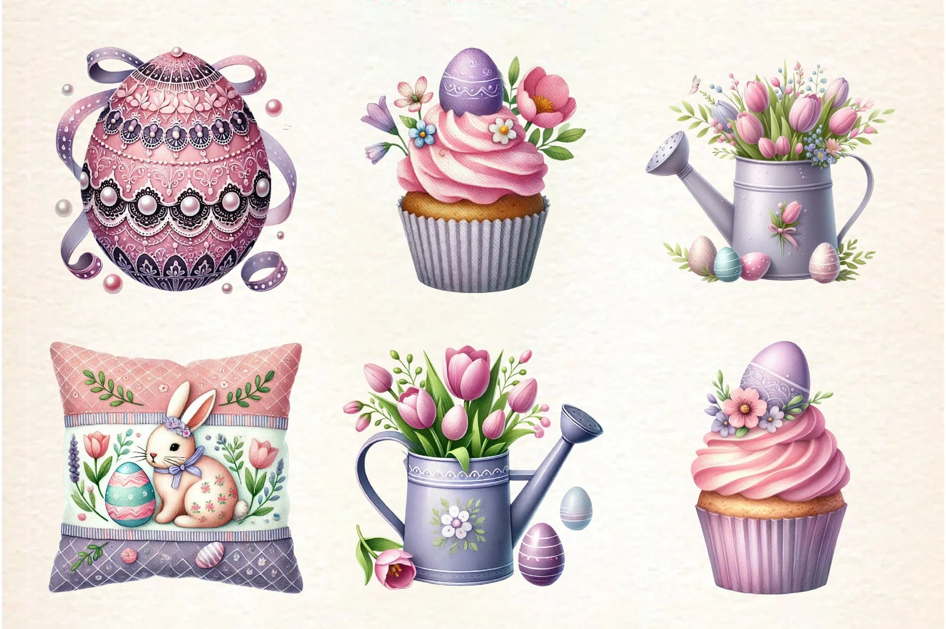 Pink and Purple Easter Clipart Bundle - CraftNest - Digital Crafting and Art