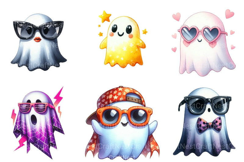 Sassy Shades Ghost Halloween Clipart Bundle - CraftNest - Digital Crafting and Art