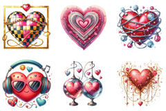Disco Valentine Heart Clipart Bundle - CraftNest - Digital Crafting and Art