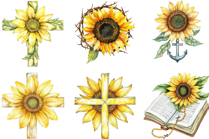 Sunflower Christian Clipart Bundle - CraftNest - Digital Crafting and Art