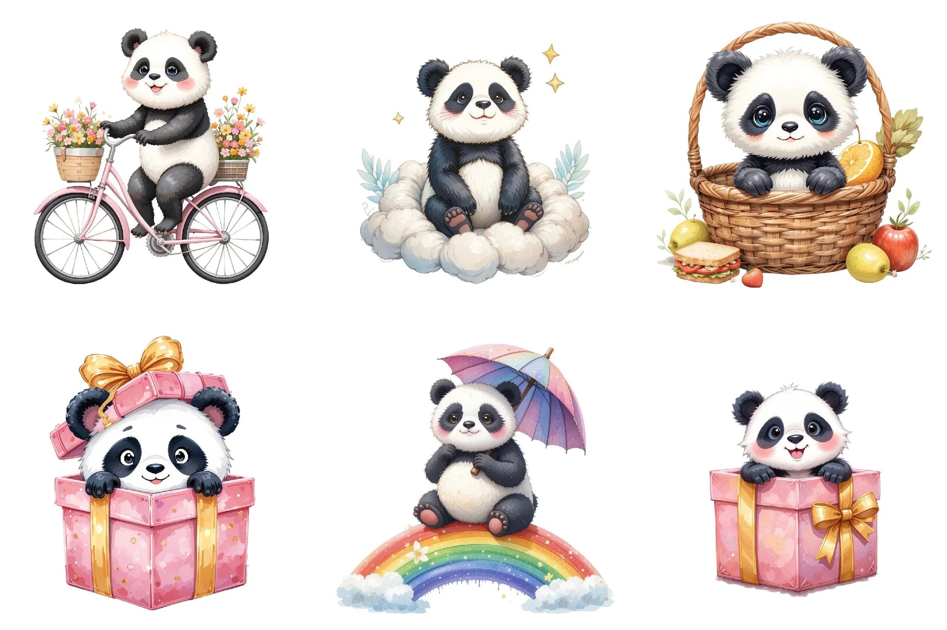 Cute Panda Clipart Bundle - CraftNest - Digital Crafting and Art
