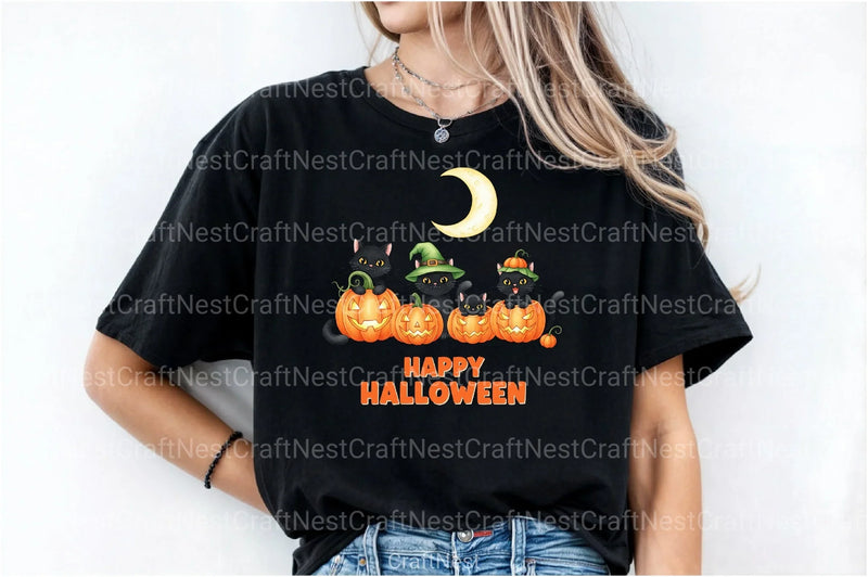 Happy Halloween Black Cat Clipart Bundle - CraftNest - Digital Crafting and Art