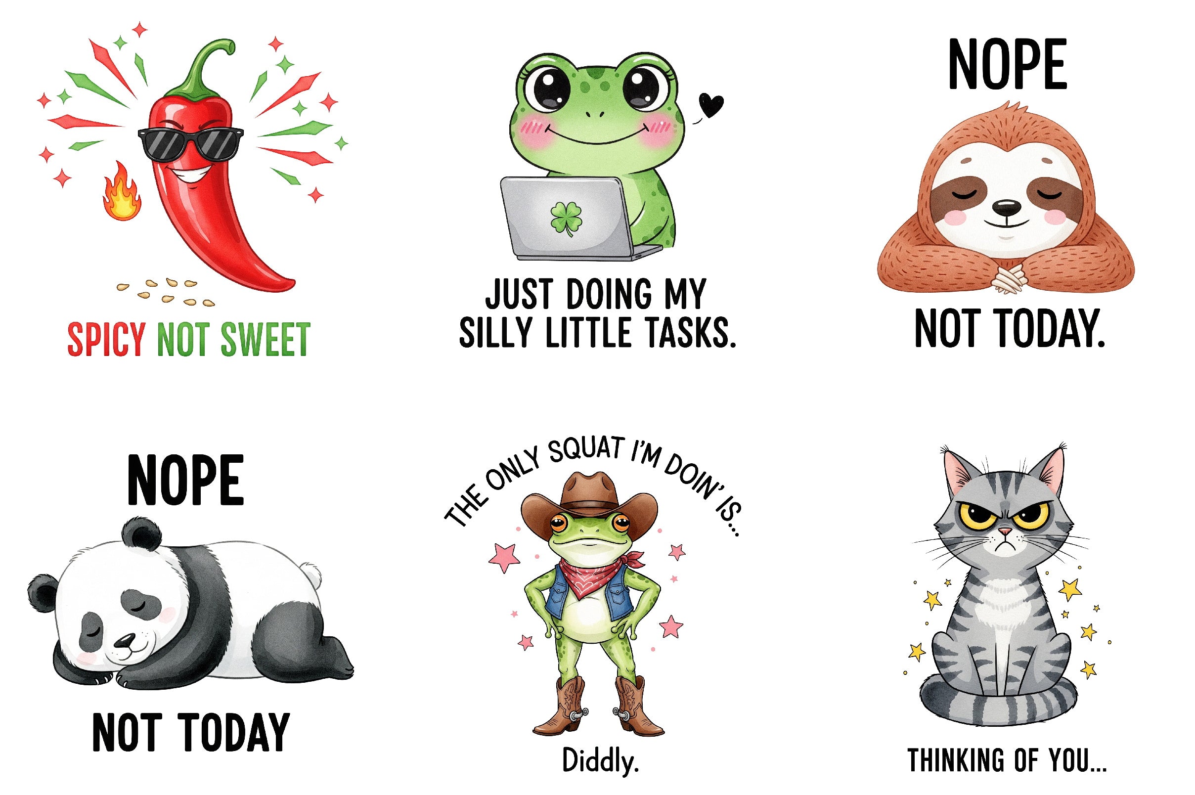 Funny Animal Quotes Clipart Bundle