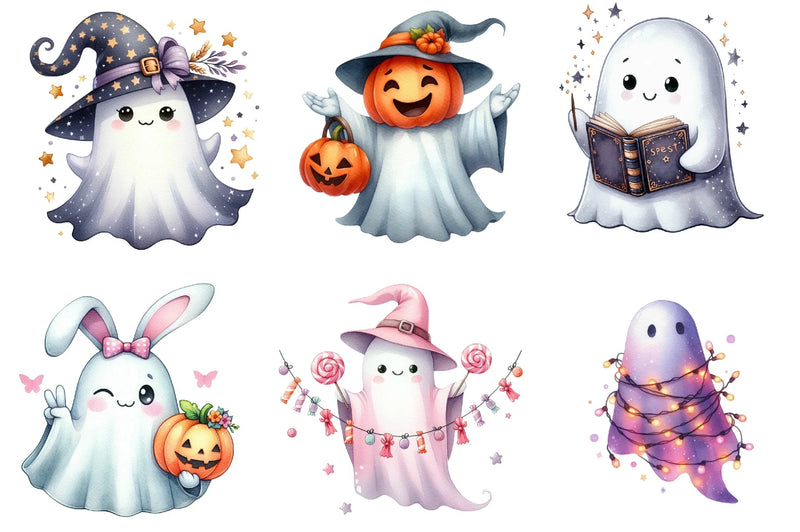 Cute Halloween Ghosts Clipart Bundle - CraftNest - Digital Crafting and Art