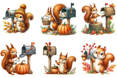 Autumn Squirrel with Mailbox Clipart Bundle 3 - CraftNest - Digital Crafting and Art