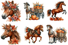 Autumn Brown Horse Clipart Bundle - CraftNest - Digital Crafting and Art