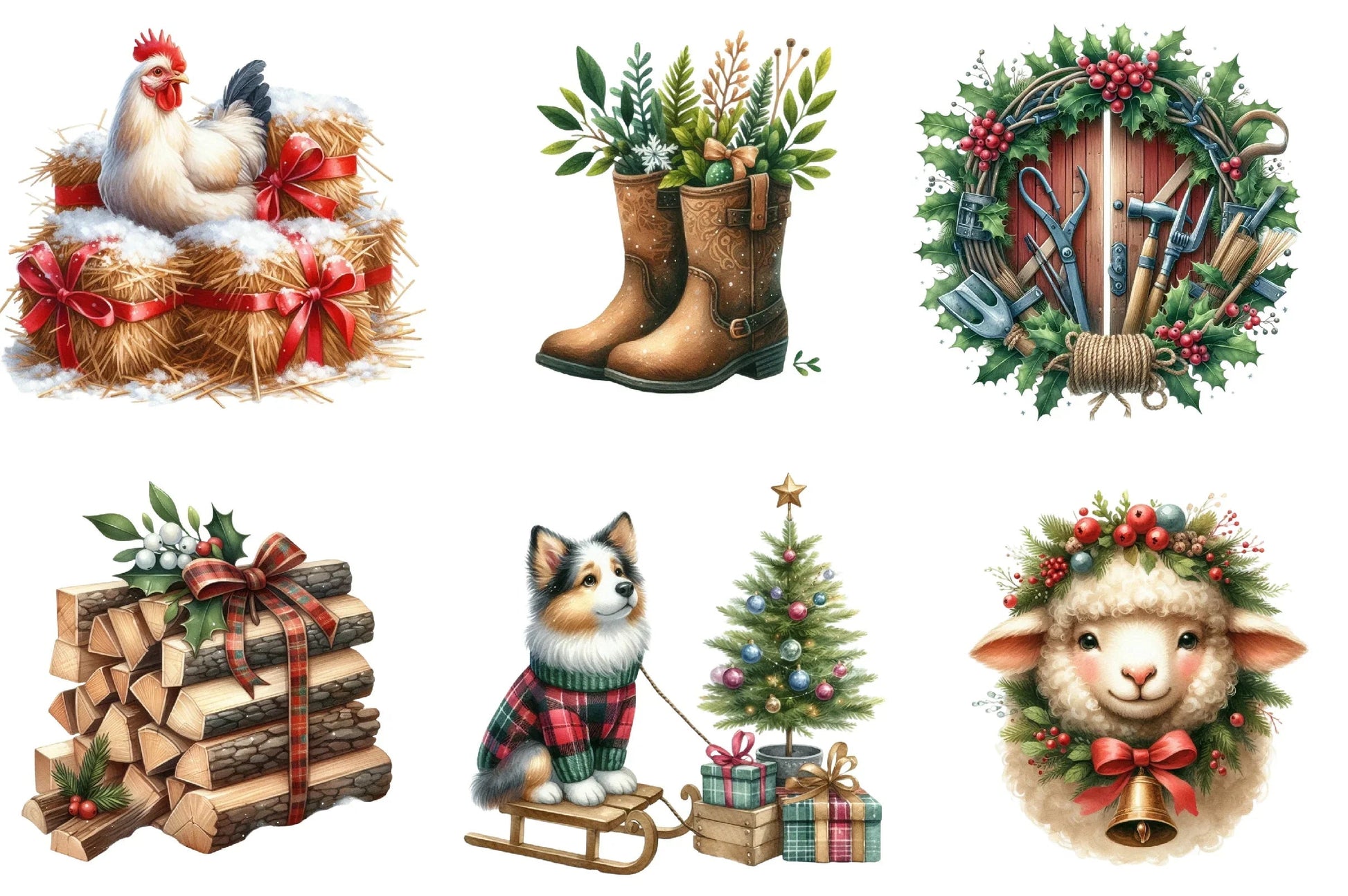 Christmas Farm Clipart Bundle - CraftNest - Digital Crafting and Art