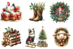 Christmas Farm Clipart Bundle - CraftNest - Digital Crafting and Art