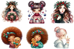 Hair Girl Christmas Clipart Bundle - CraftNest - Digital Crafting and Art