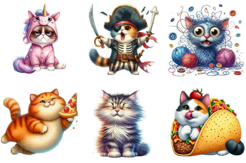 Quirky Crazy Cats Clipart Bundle - CraftNest - Digital Crafting and Art