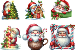 Christmas Peeking Santa Clipart Bundle - CraftNest - Digital Crafting and Art