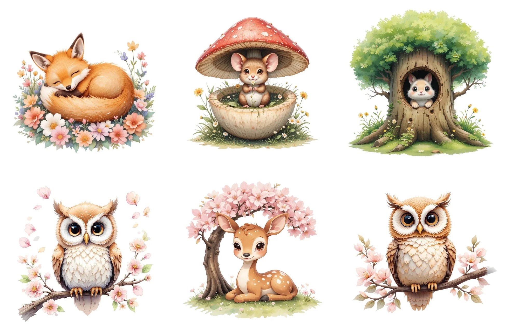 Forest Spring Woodland Animals Clipart Bundle - CraftNest - Digital Crafting and Art
