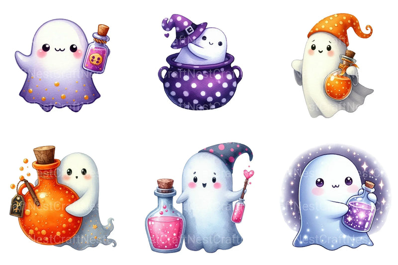 Polka Dot Potion Ghost Halloween Clipart Bundle - CraftNest - Digital Crafting and Art