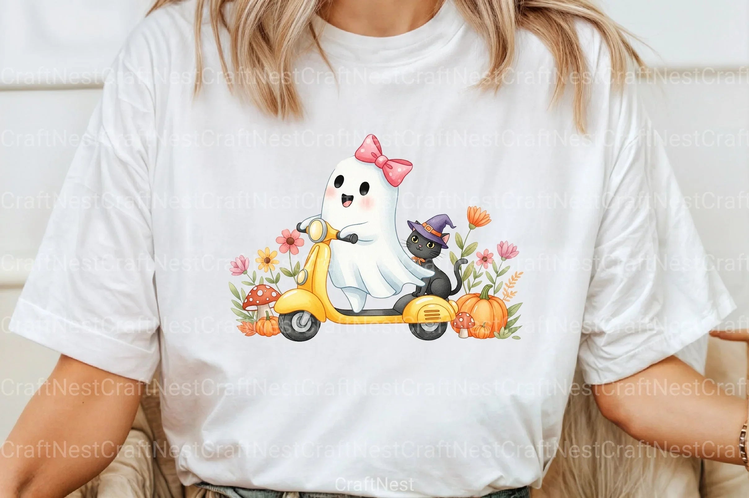 Cute Ghost Cat Autumn Clipart Bundle for Halloween - CraftNest - Digital Crafting and Art