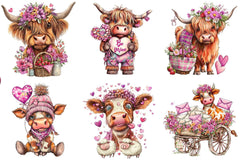 Valentine Cowboy Highland Cows Clipart Bundle - CraftNest - Digital Crafting and Art