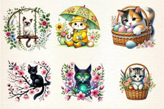 Spring Cats Clipart Bundle - CraftNest - Digital Crafting and Art