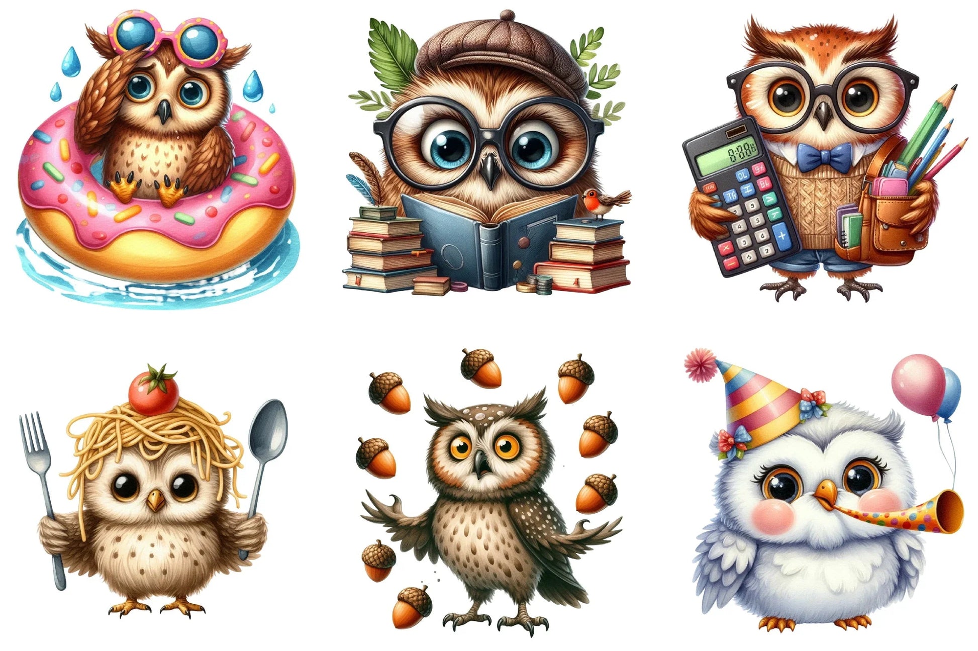 Funny Owl Clipart Bundle - CraftNest - Digital Crafting and Art