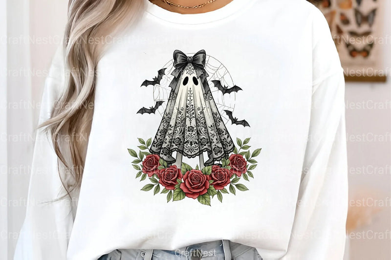 Cute Floral Halloween Lace Ghost Clipart Bundle 1 - CraftNest - Digital Crafting and Art