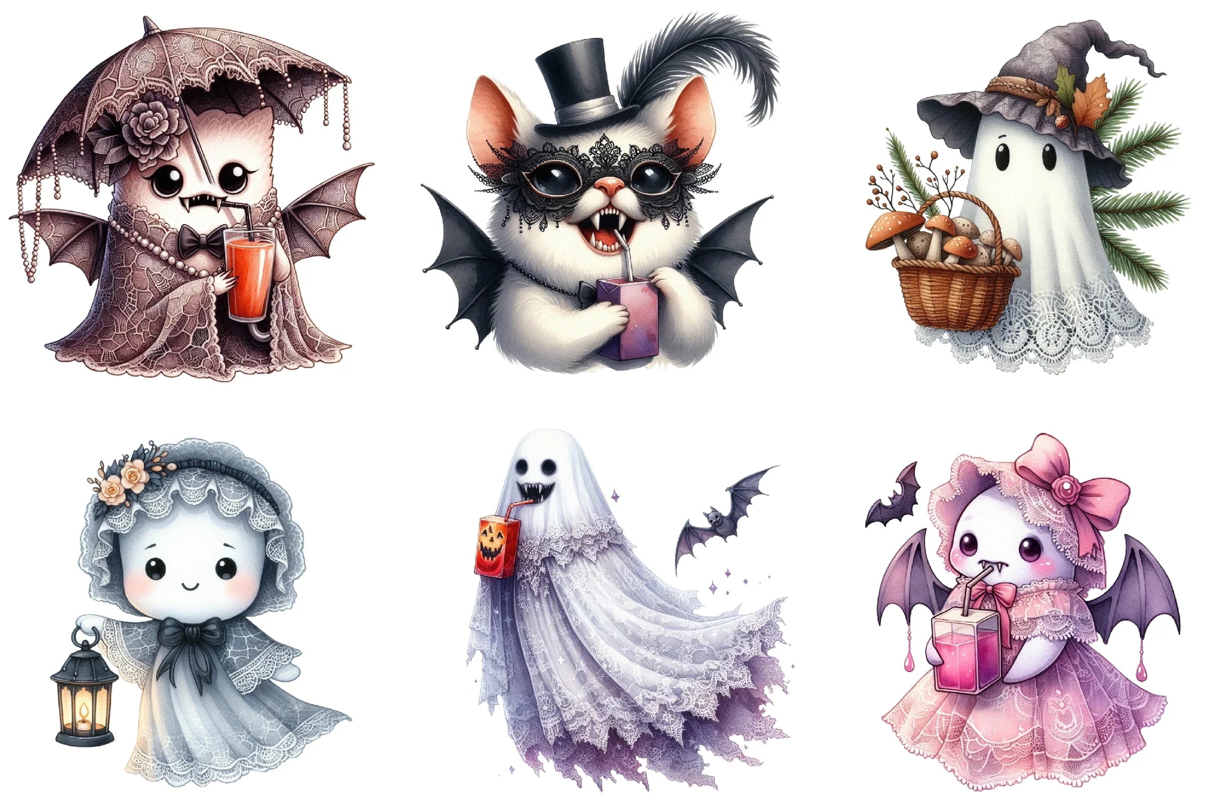 Halloween Lace Ghost Clipart Bundle - CraftNest - Digital Crafting and Art