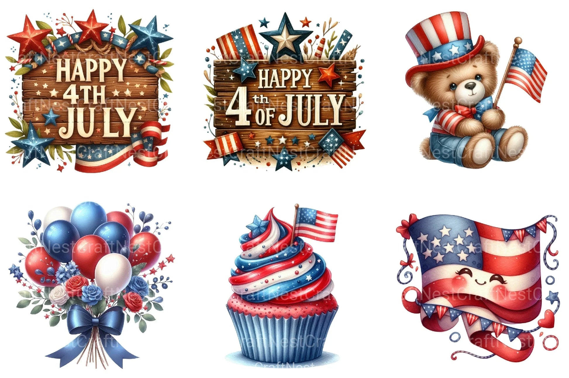 Fourth of July Cute Clipart Bundle - CraftNest - Digital Crafting and Art