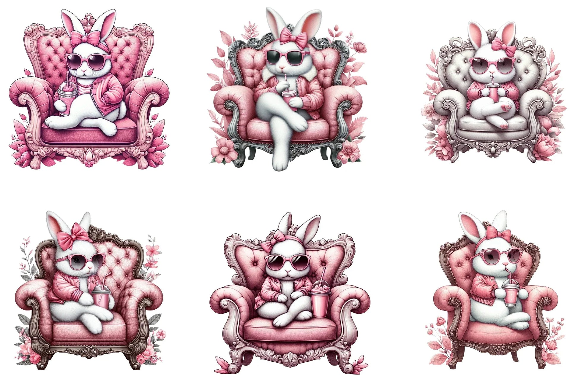 Bunny Luxurious Throne Clipart Bundle - CraftNest - Digital Crafting and Art