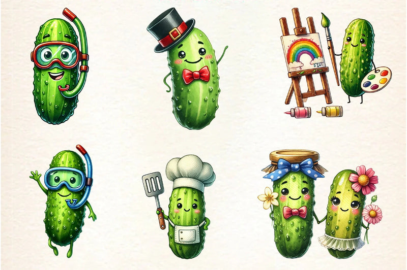 Cute Pickle Clipart Bundle - CraftNest - Digital Crafting and Art