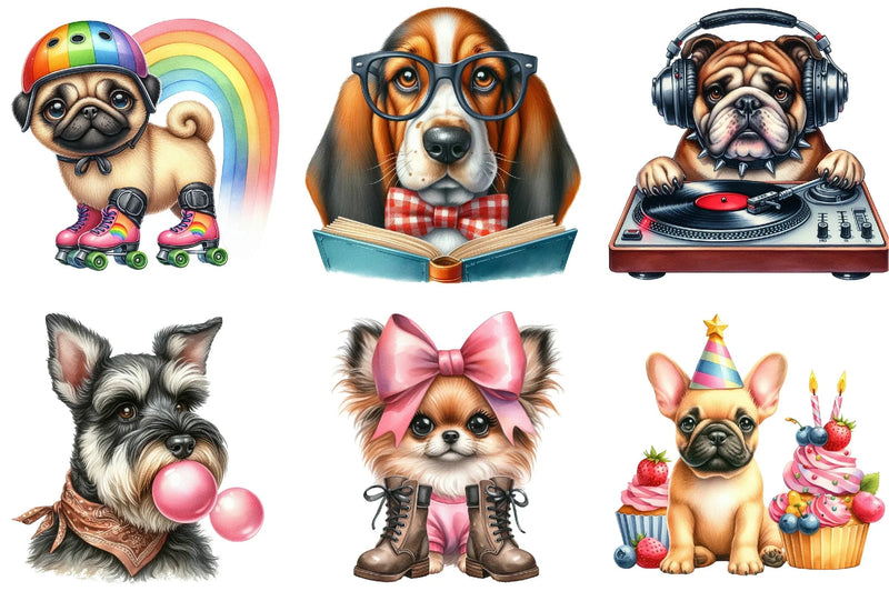 Quirky Crazy Dogs Clipart Bundle - CraftNest - Digital Crafting and Art