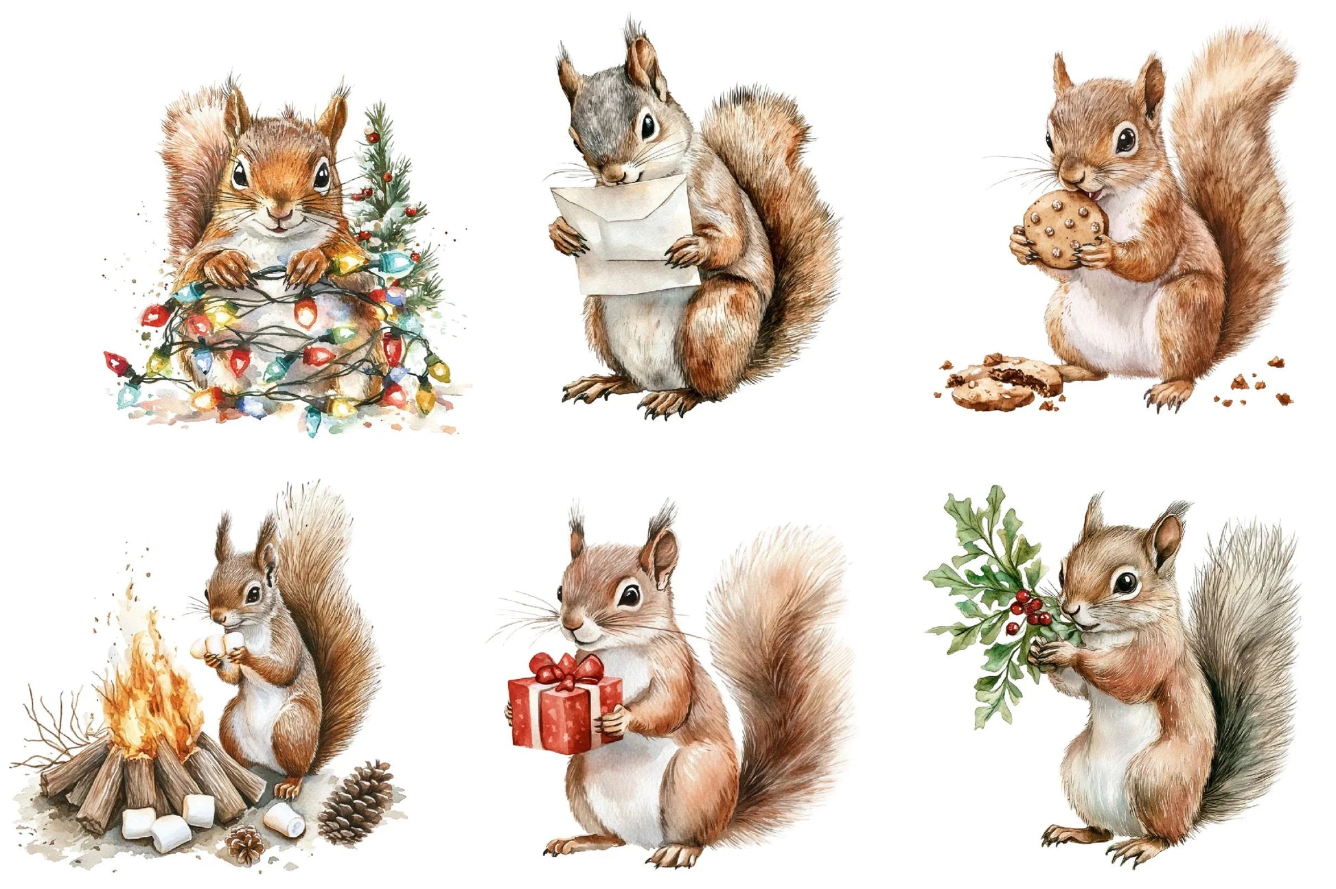 Christmas Squirrel Holiday Clipart Bundle - CraftNest - Digital Crafting and Art