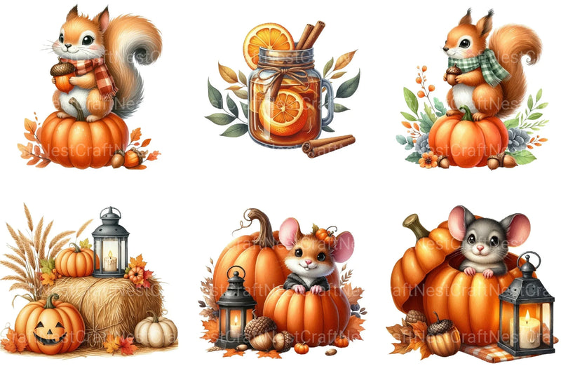 Whimsical Autumn Harvest Clipart Bundle - CraftNest - Digital Crafting and Art