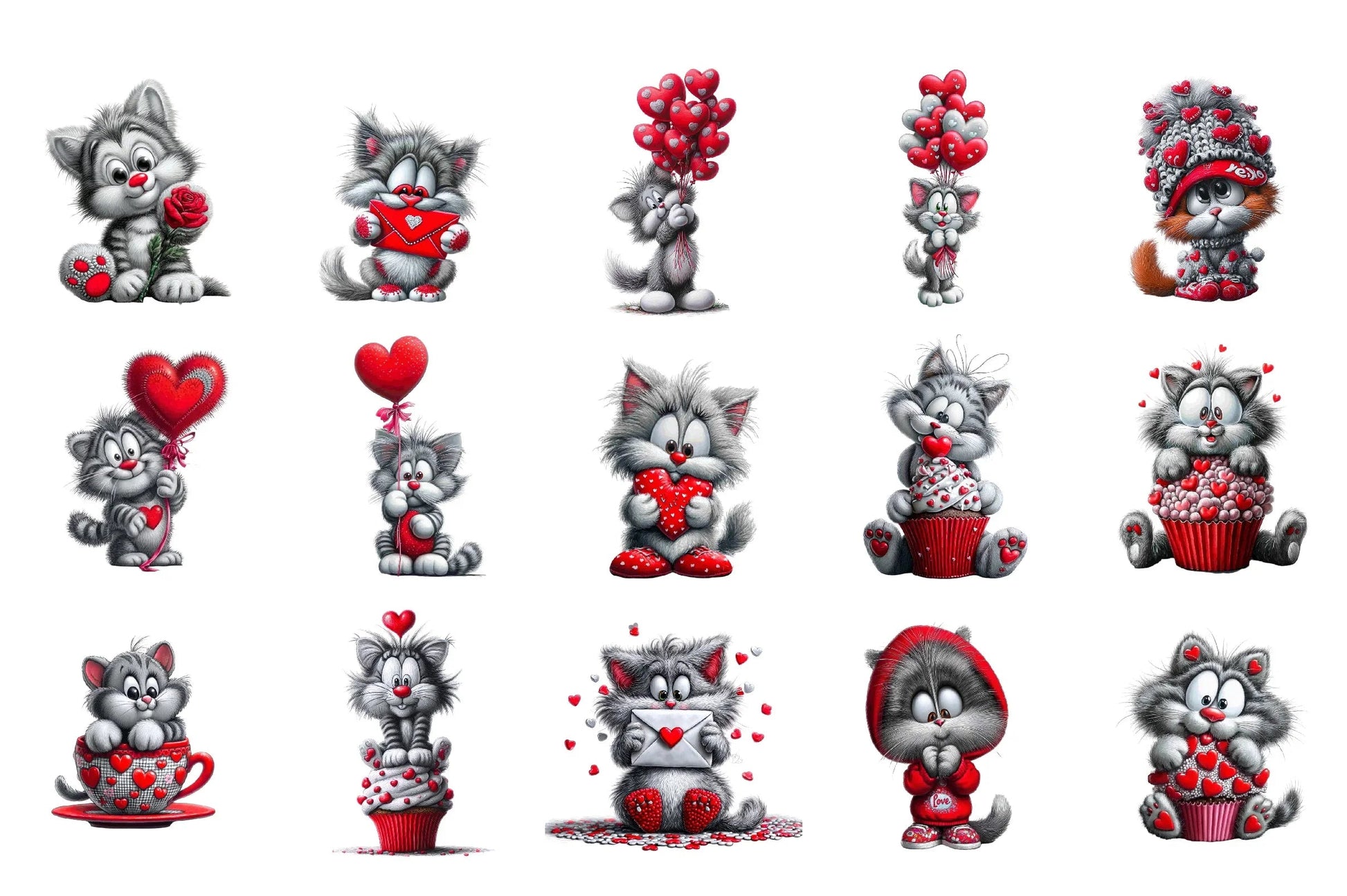 Valentine Cats Clipart Bundle - CraftNest - Digital Crafting and Art