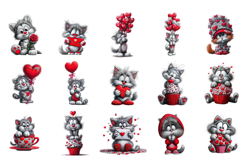 Valentine Cats Clipart Bundle - CraftNest - Digital Crafting and Art